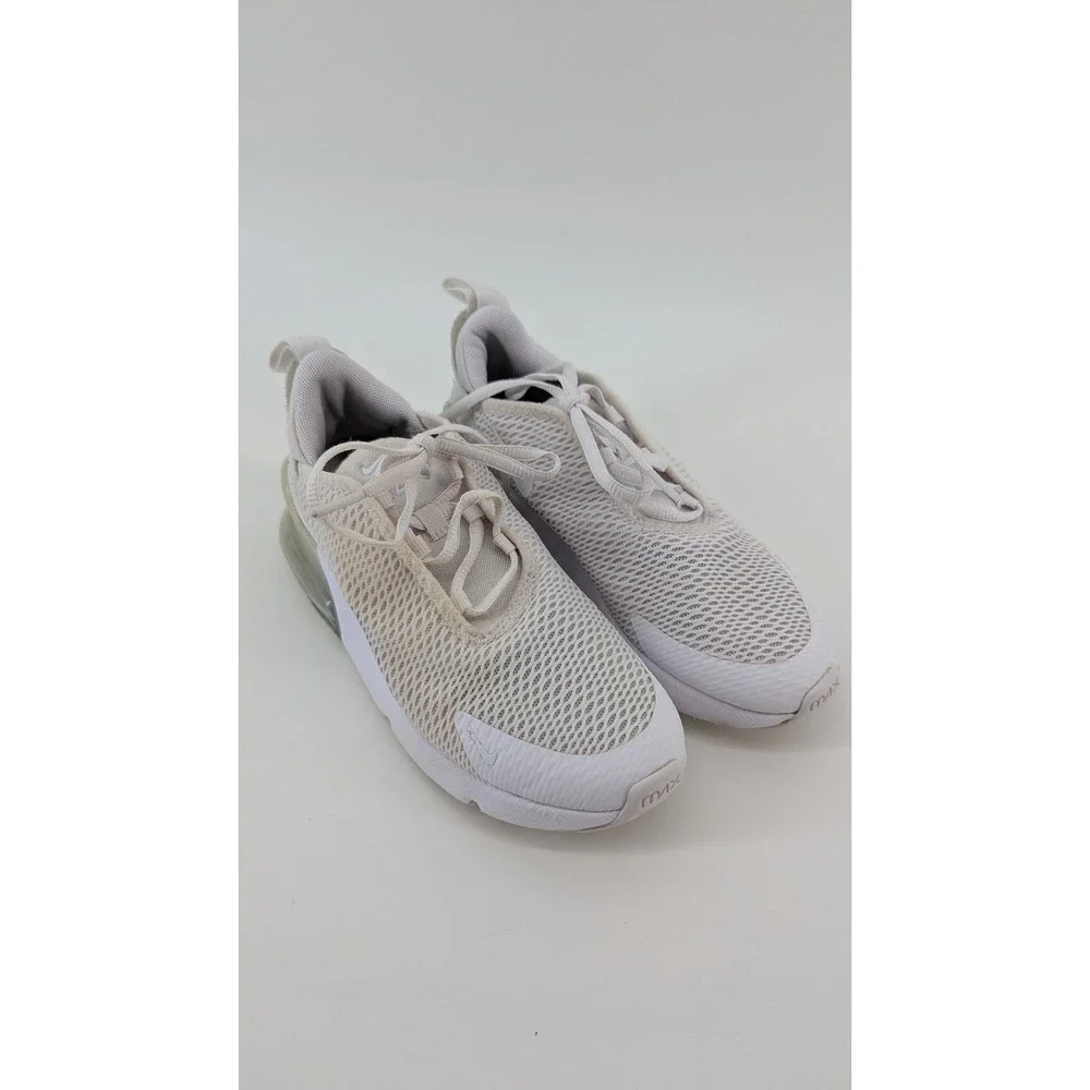 Nike Air Max 270 White Mesh Running Shoes Kids Size 2.5Y BQ5776-101